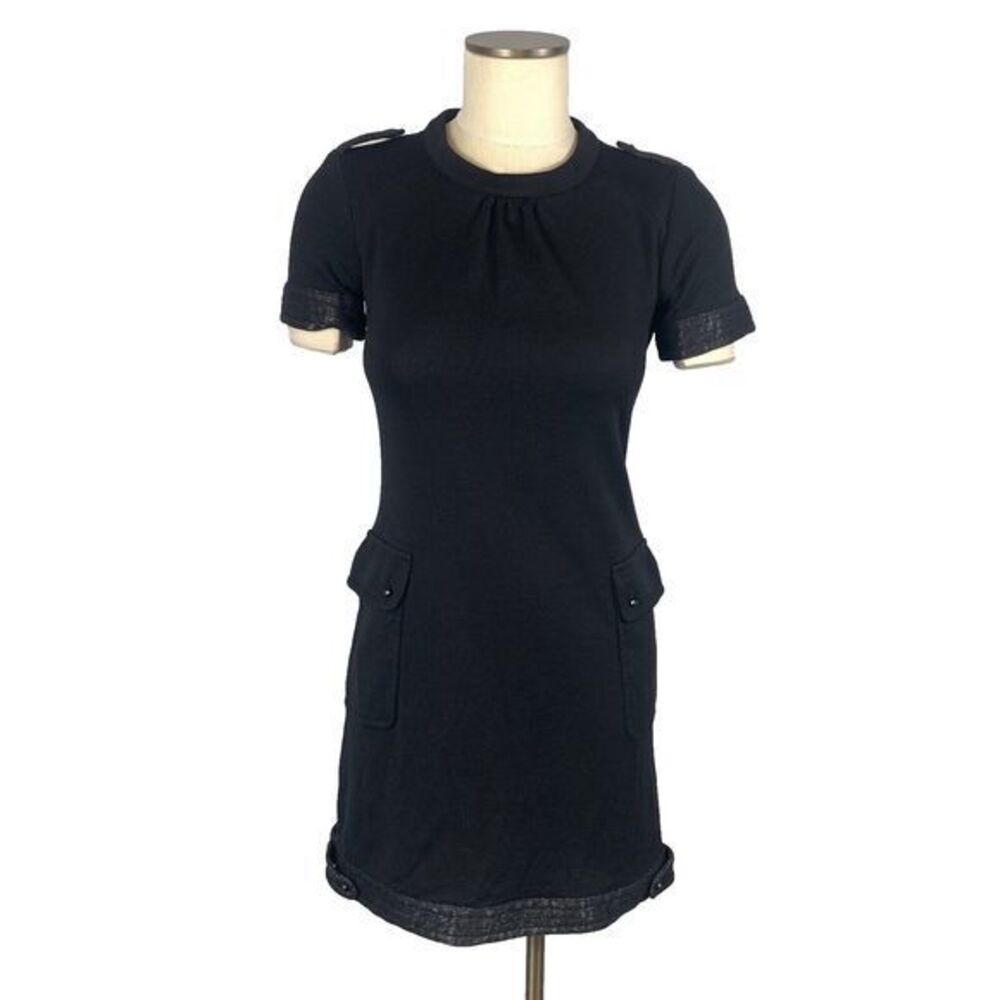 Guy Rover Italy Womens 40 Grey 100% Virgin Wool Shift Dress Pockets Short Sleeve